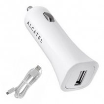 ALCATEL CARICABATTERIE ORIGINALE AUTO USB CC40 5W+ CAVO MICROUSB WHITE /