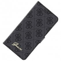 GUESS CUSTODIA FLIP COVER REAL LEAHER CASE SIZE L UNIVERSALE GREY