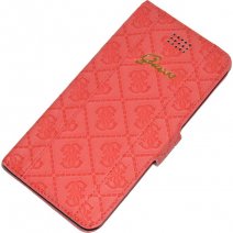 GUESS CUSTODIA FLIP COVER REAL LEAHER CASE SIZE XL UNIVERSALE RED