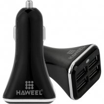 HAWEEL CARICABATTERIE DA AUTO ORIGINALE 4 PORTE USB HWL-3010B 6.8A UNIVERSALE BLACK /