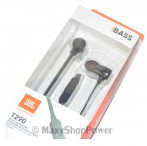 JBL AURICOLARE ORIGINALE STEREO T290 IN-EAR PURE BASS BLACK /PER IOS IPHONE GALAXY ANDROID