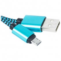 ATRAX CAVO DATI E RICARICA USB MICROUSB 1 METRO CONNETTORI METALLICI BLU /