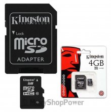 KINGSTON MEMORY CARD MICROSD HC 4 GB + ADATTATORE SD CLASSE 10