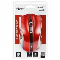 ART MOUSE WIRELESS OPTICAL AM-97 OFFICE 1000 DPI RED