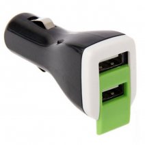 MAXY CARICABATTERIE AUTO DUAL USB 3A BLACK / GREEN