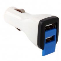 MAXY CARICABATTERIE AUTO DUAL USB 3A WHITE / BLU