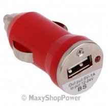MAXY CARICABATTERIE PER AUTO DA ACCENDISIGARI USB UNIVERSALE 5W 1A RED BULK /
