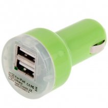 CARICABATTERIE DA AUTO PER ACCENDISIGARI MINI DUAL USB 3A GREEN /PER SMARTPHONE